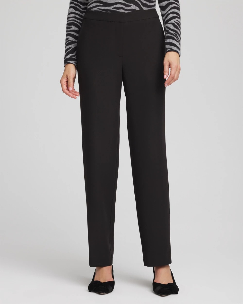 Chico's Textured Straight Tapered Ankle Pants BLACK
