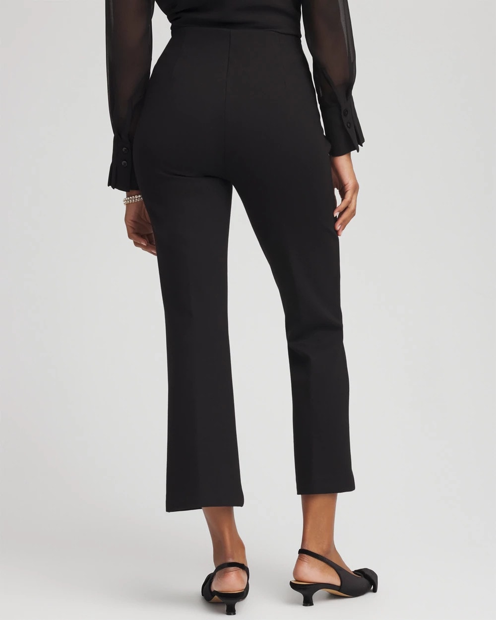 Chico's Juliet Feathered Flared Cropped Pants BLACK