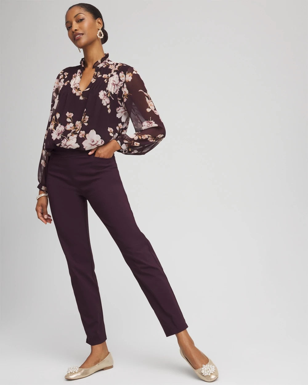 Chico's Brigitte™ Slim Pull-On Ankle Pants NIGHT BLOOM