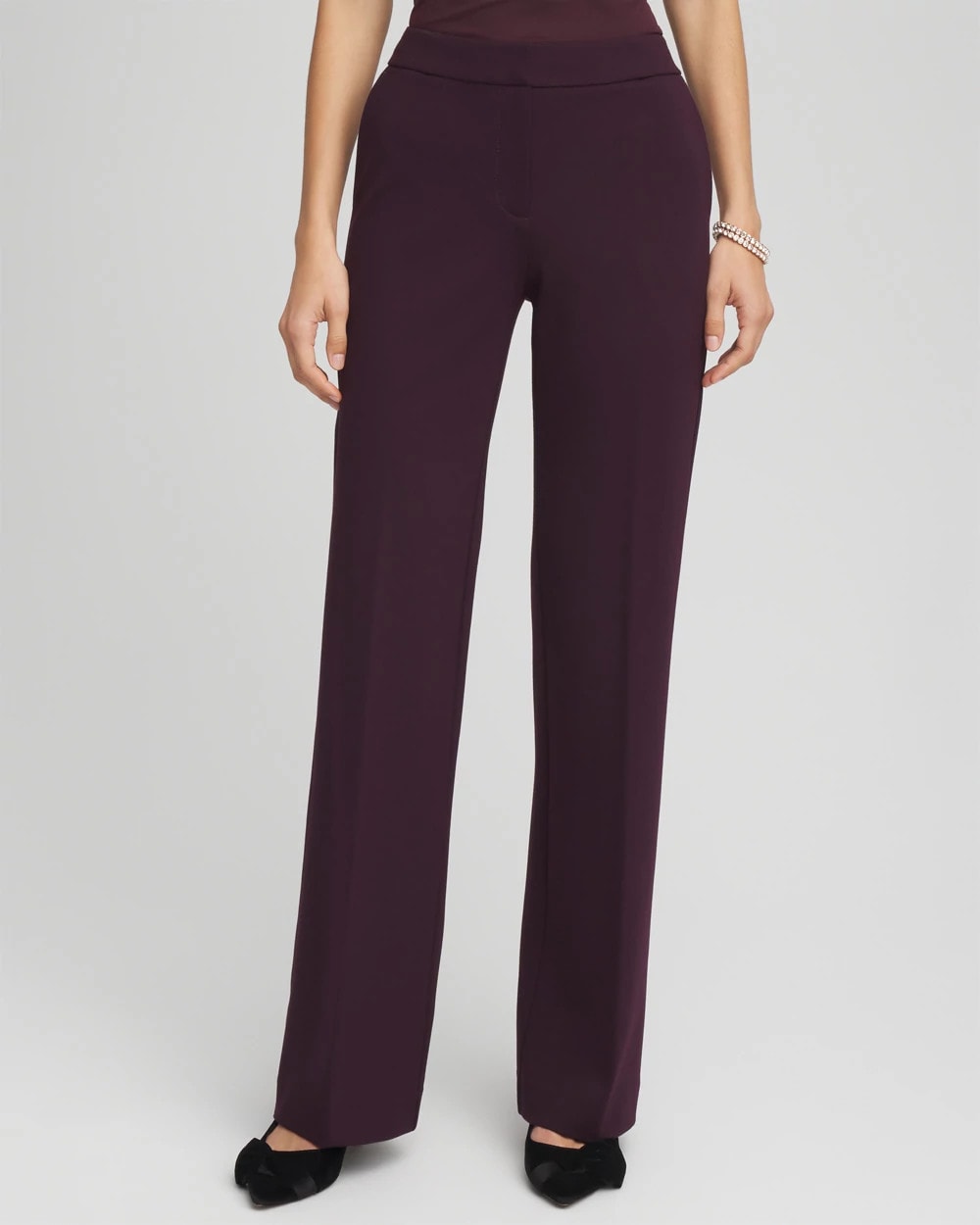 Chico's Emme Wide-Leg Trouser Ponte Pants NIGHT BLOOM