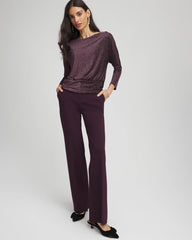 Chico's Emme Wide-Leg Trouser Ponte Pants NIGHT BLOOM