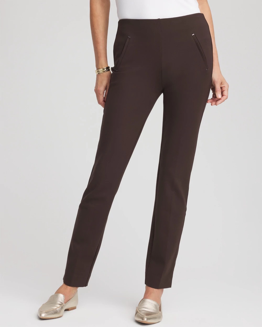 Chico's Juliet Slim Trim Detail Ankle Pants COCOA BEAN