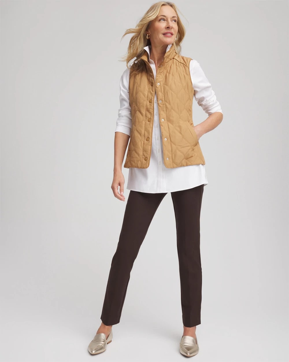 Chico's Juliet Slim Trim Detail Ankle Pants COCOA BEAN
