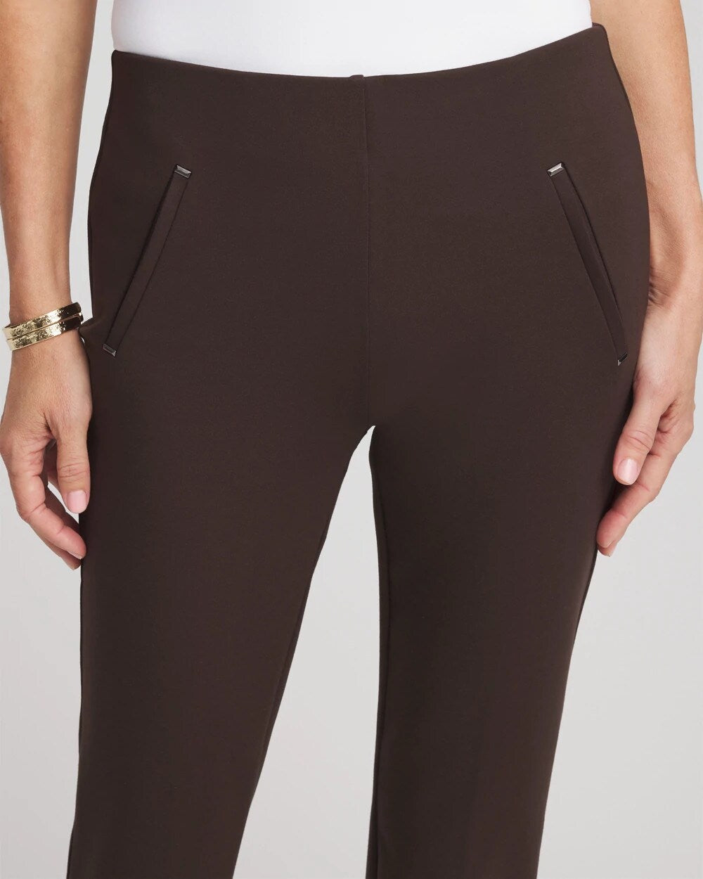 Chico's Juliet Slim Trim Detail Ankle Pants COCOA BEAN