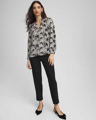 Chico's Matelassé Slim Tapered Ankle Pants BLACK