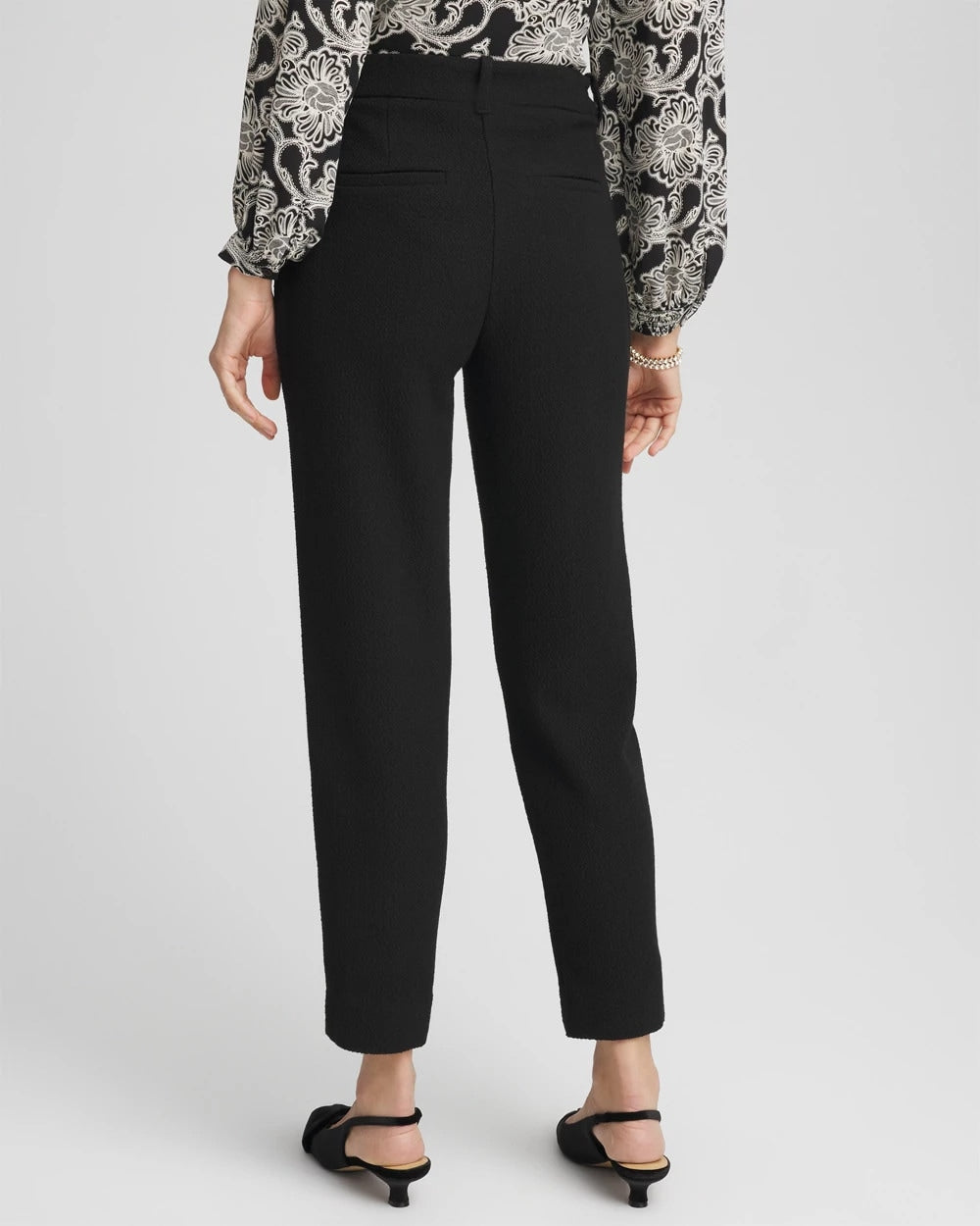 Chico's Matelassé Slim Tapered Ankle Pants BLACK