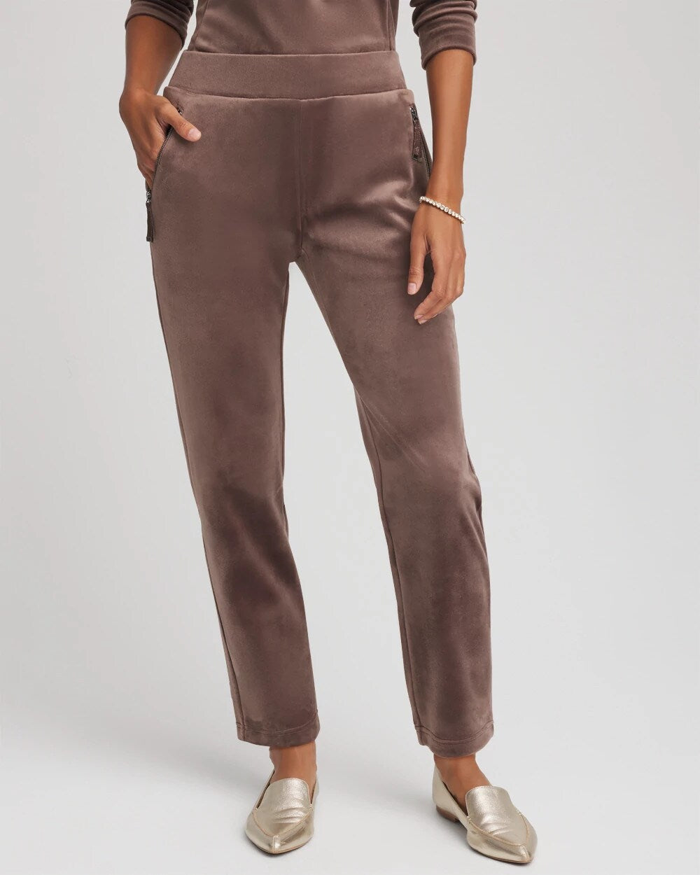 Chico's Zenergy® Velour Tapered Ankle Pants WALNUT