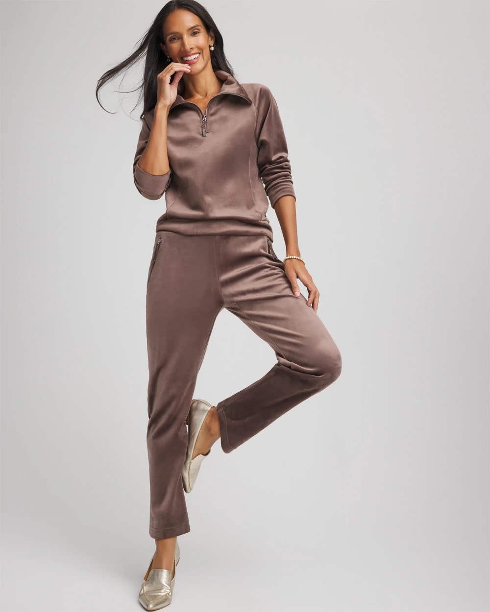 Chico's Zenergy® Velour Tapered Ankle Pants WALNUT