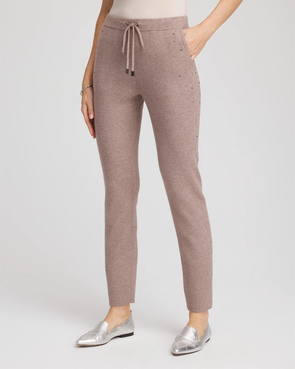 Chico's Zenergy® Luxe Rhinestone Ankle Pants TAUPE HEATHER