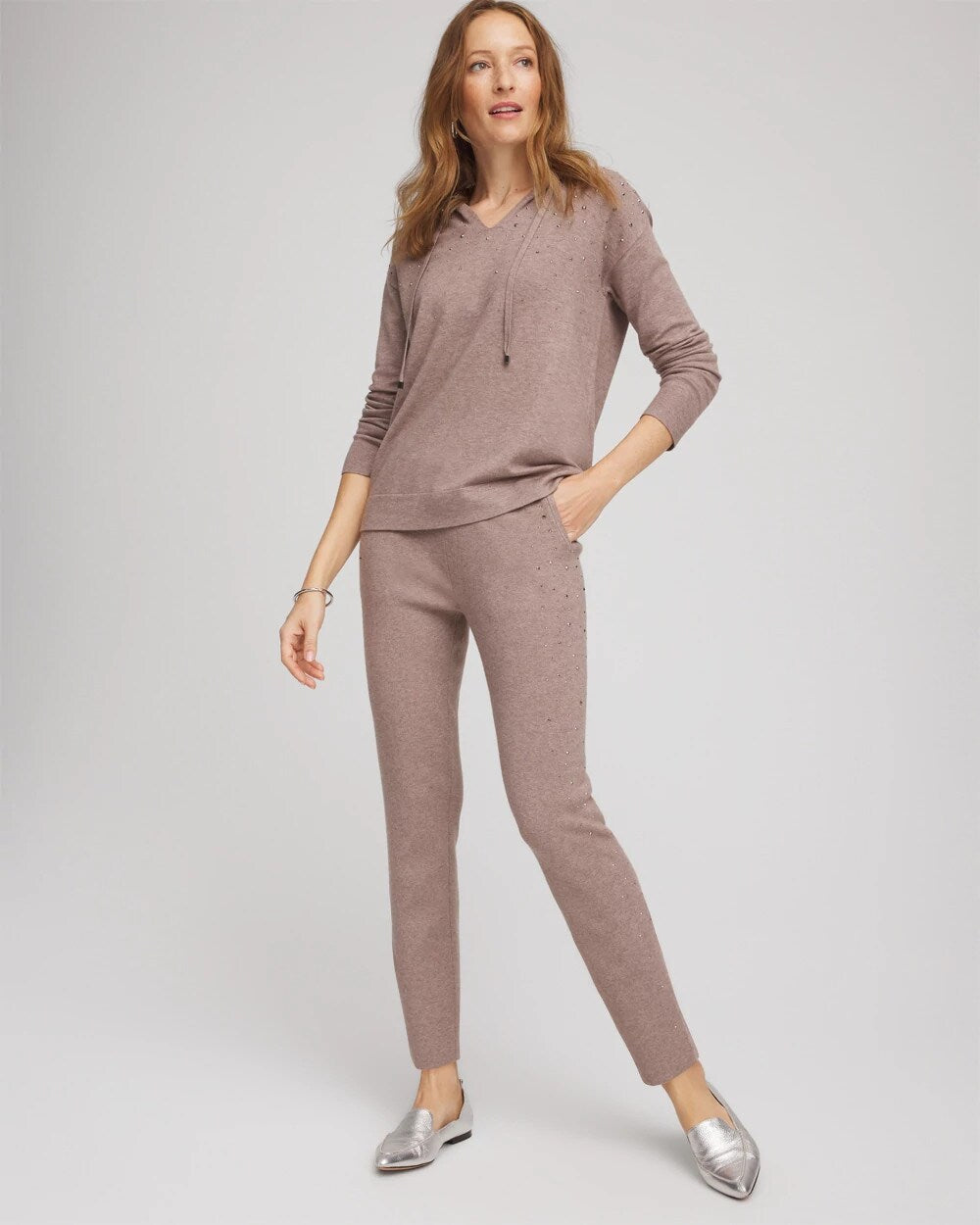 Chico's Zenergy® Luxe Rhinestone Ankle Pants TAUPE HEATHER