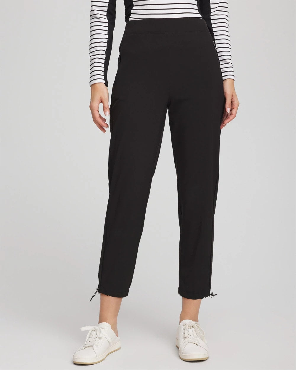 Chico's Zenergy® UPF Rib Mix Cropped Pants BLACK