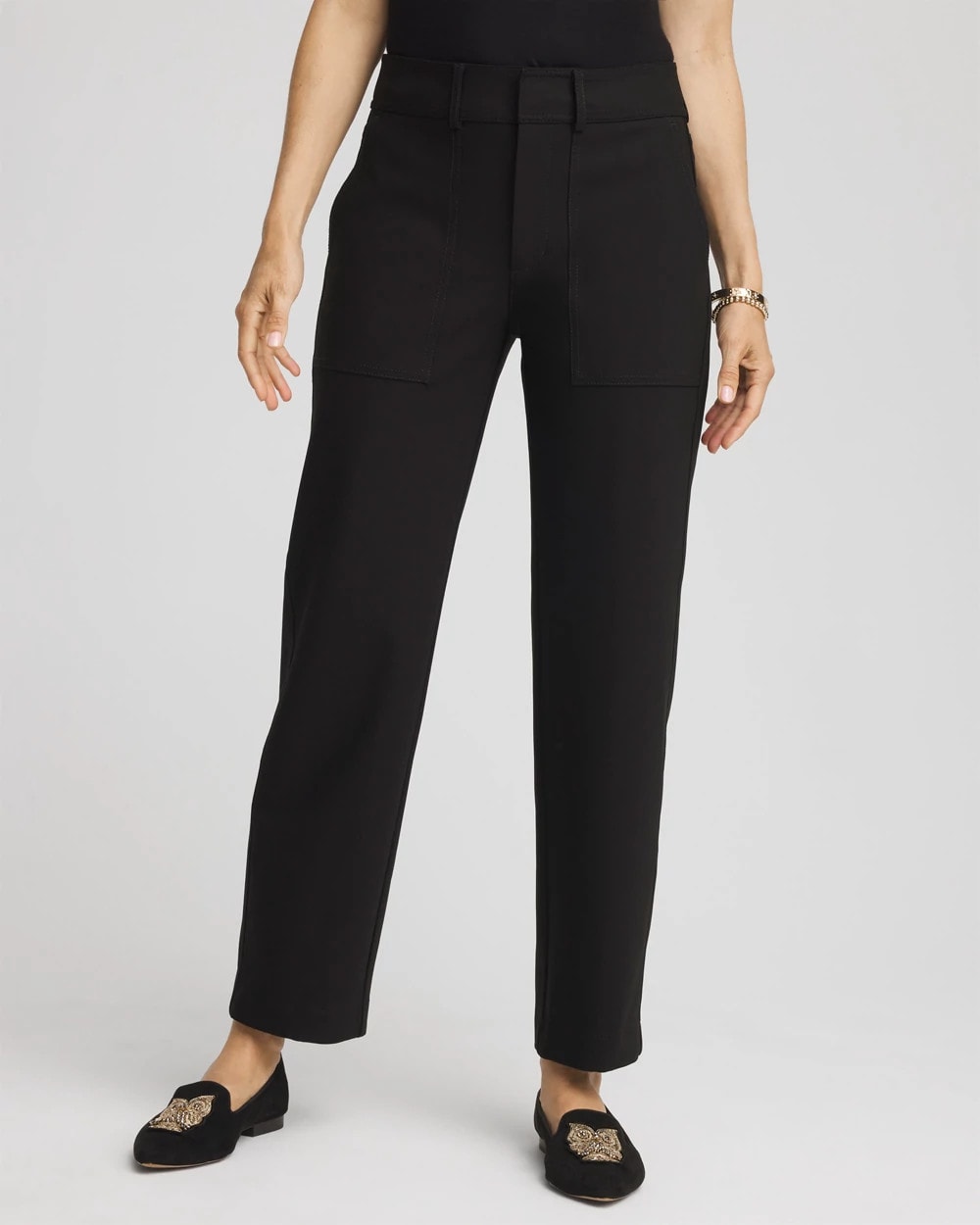 Chico's Bi-Stretch Straight Ankle Pants BLACK