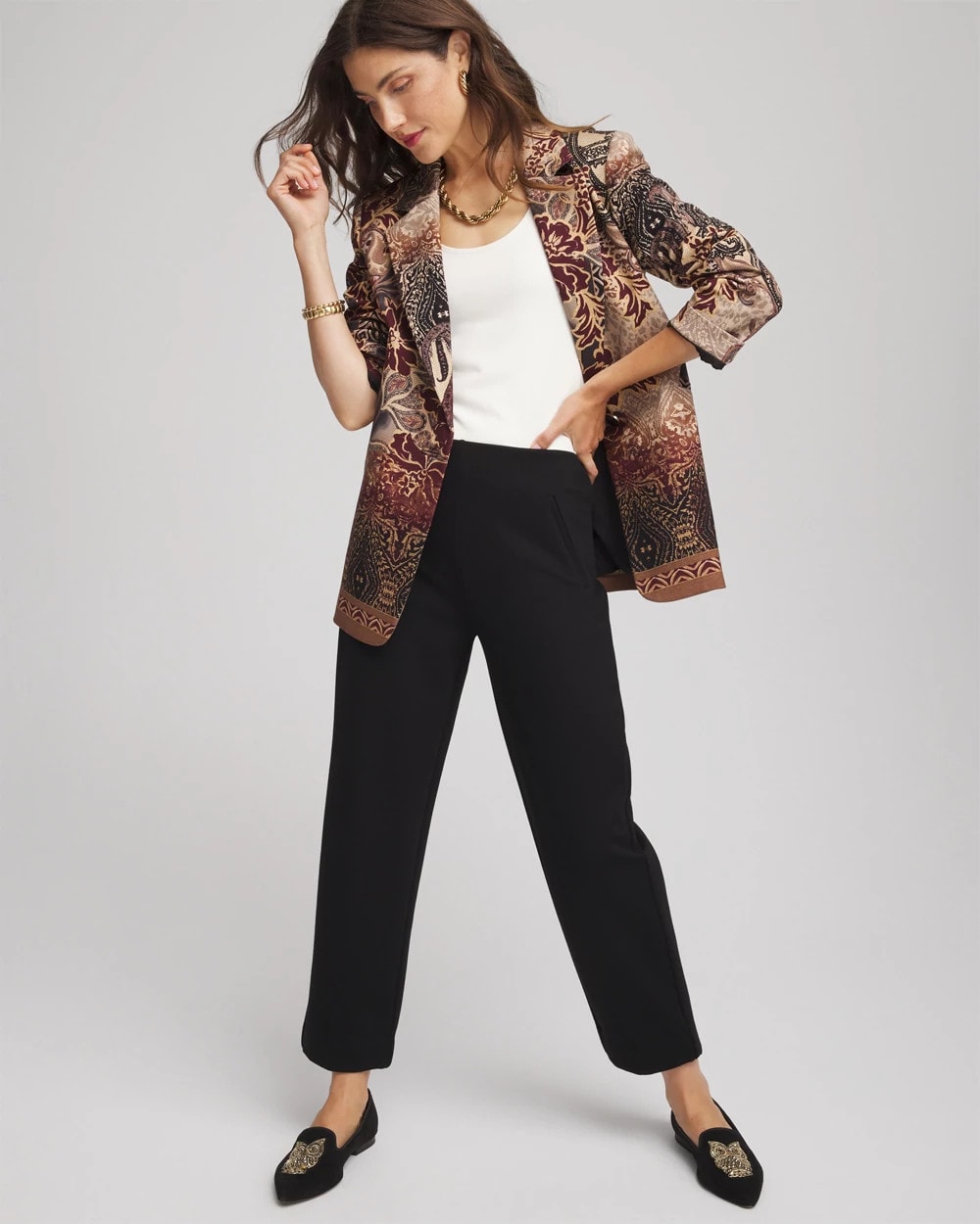 Chico's Juliet Relaxed Tapered Ankle Pants BLACK