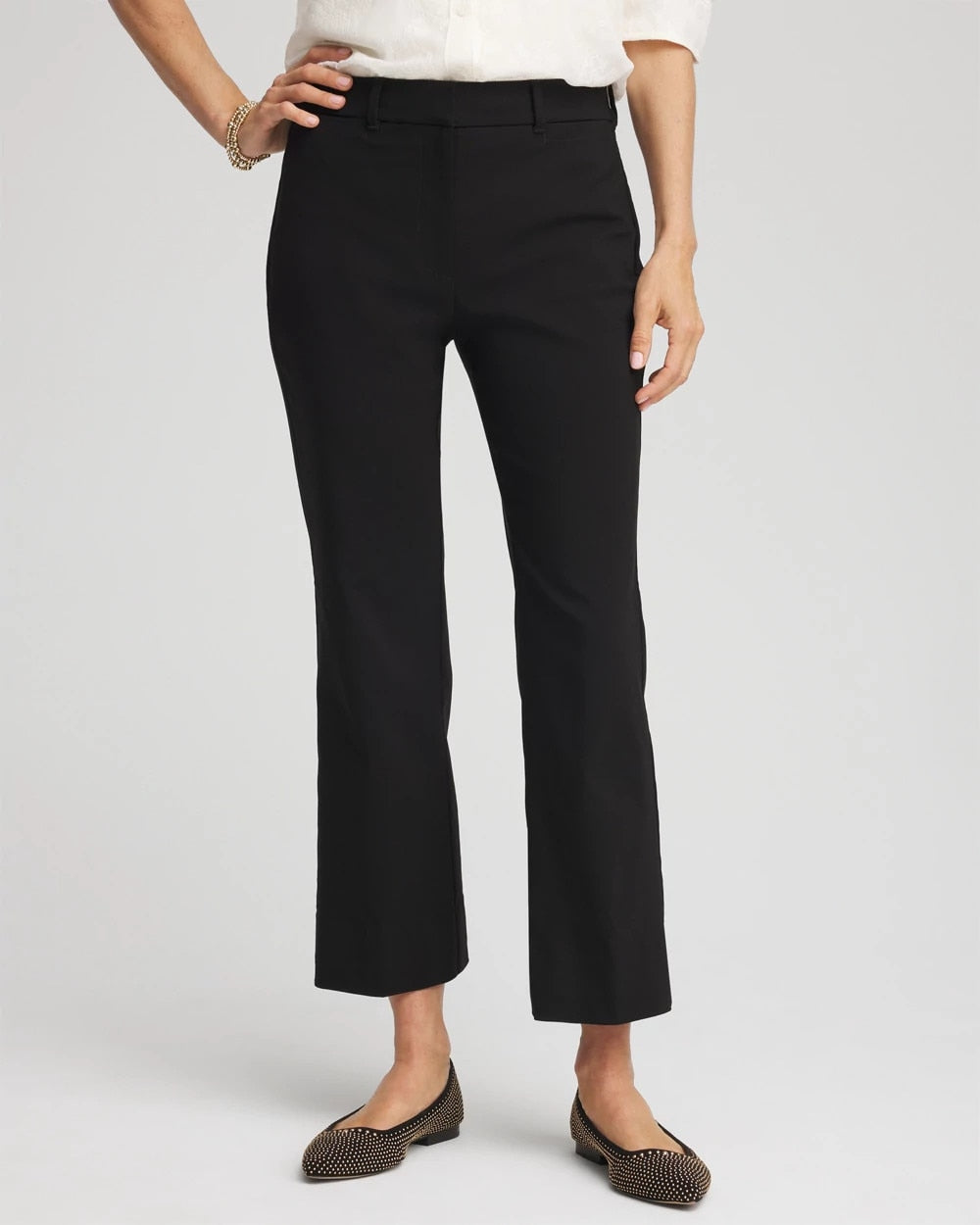 Chico's Emme Cropped Flared Pants BLACK
