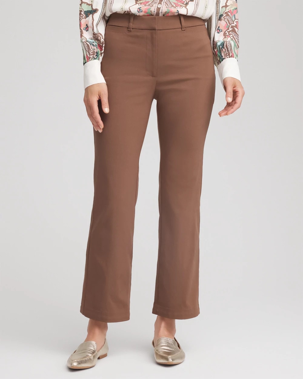Chico's Emme Cropped Flared Pants DRIED MUSHROOM