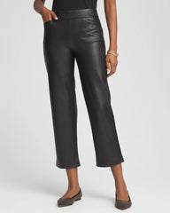 Chico's Faux Leather Brigitte™ Pull-On Cropped Pants BLACK