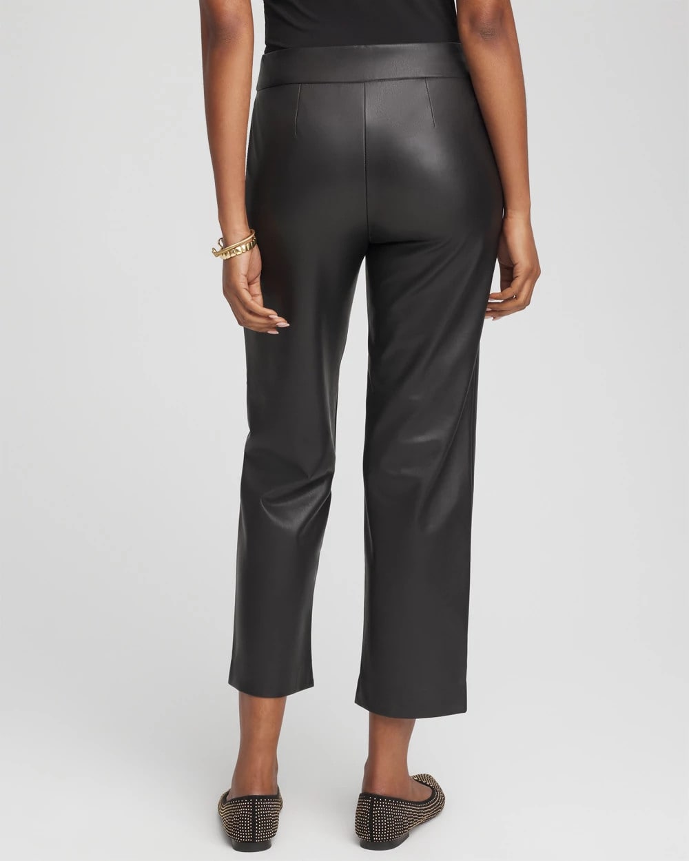 Chico's Faux Leather Brigitte™ Pull-On Cropped Pants BLACK