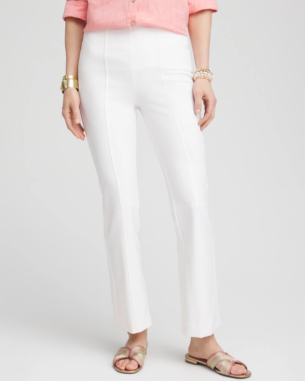Chico's Lightweight Juliet Flared Ankle Pants ALABASTER
