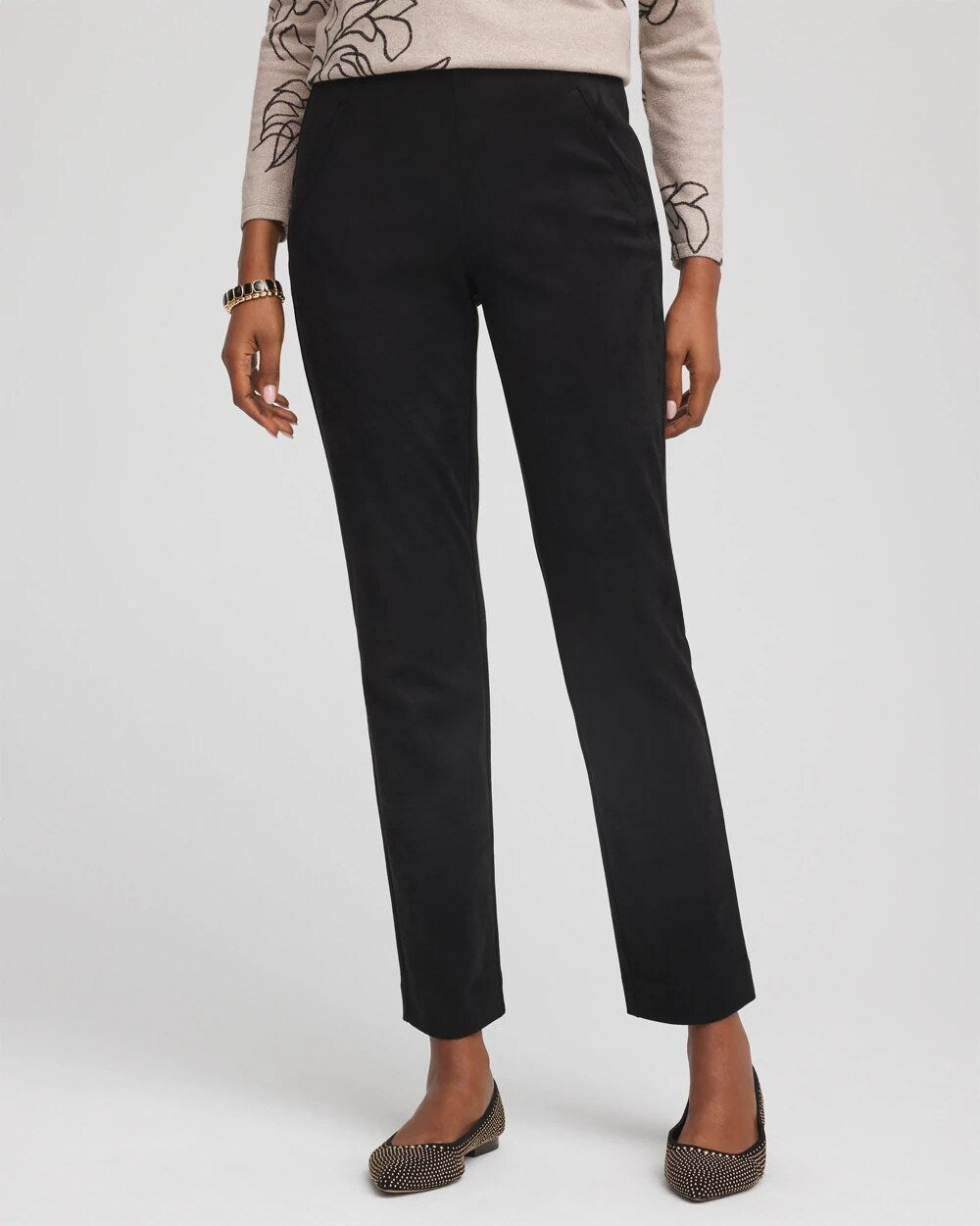 Chico's Faux Suede Juliet Slim Ankle Pants BLACK