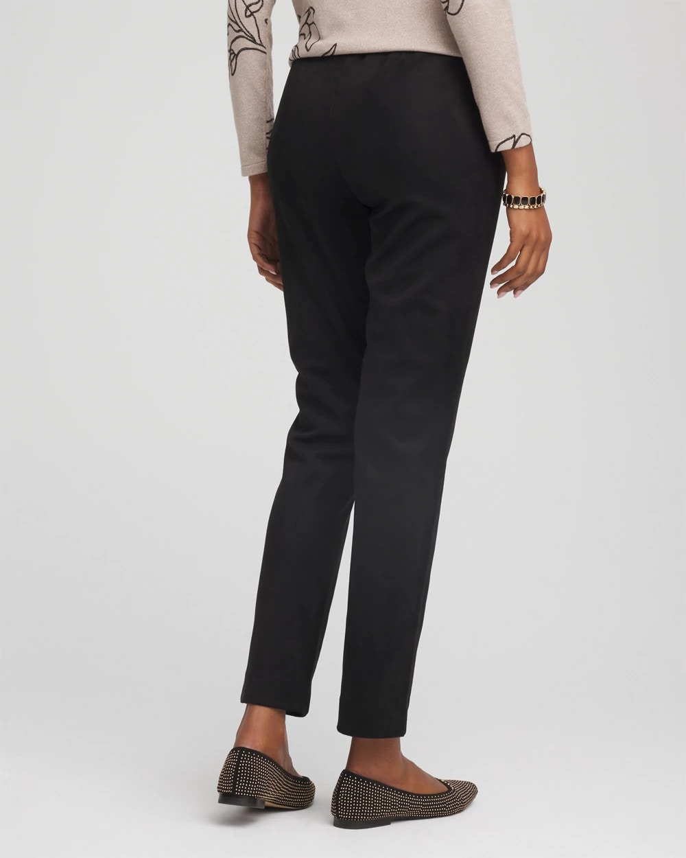 Chico's Faux Suede Juliet Slim Ankle Pants BLACK
