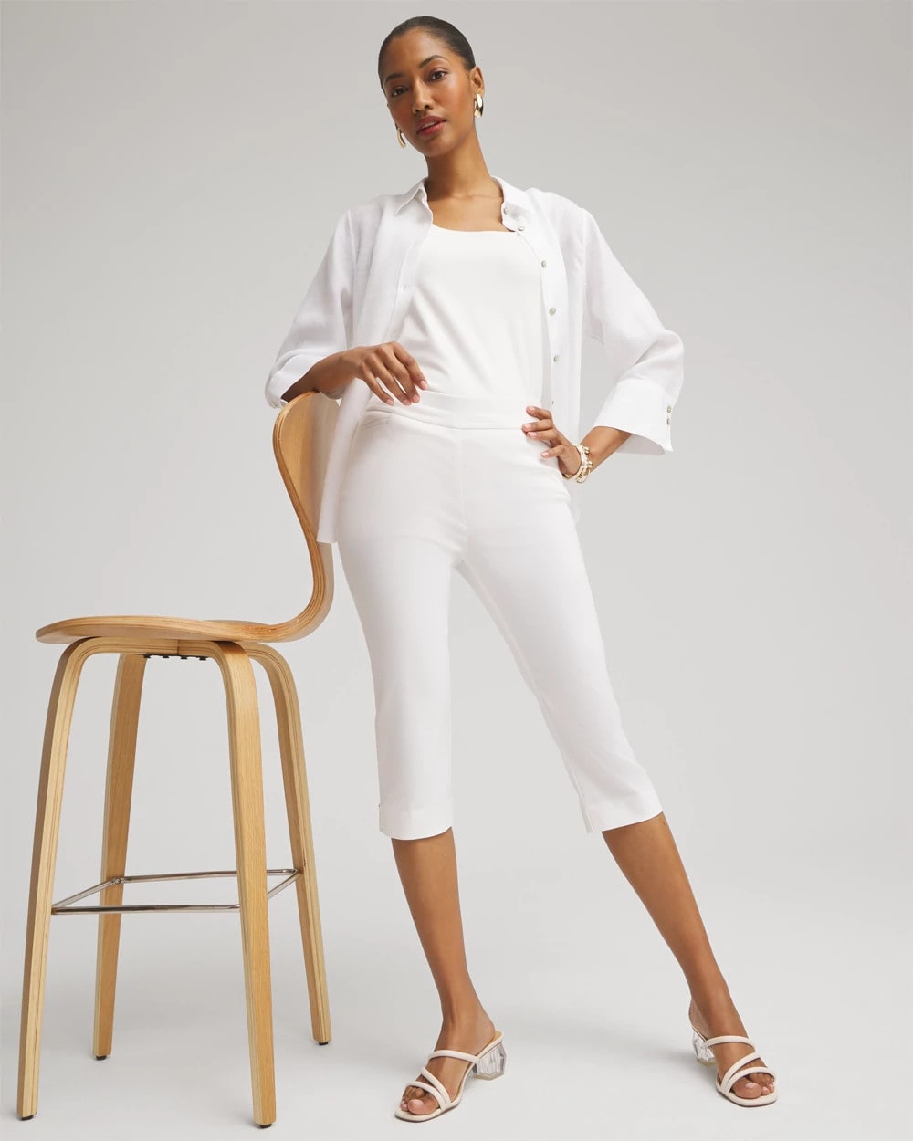 Chico's Brigitte™ Pull-On Rivet Slim Capris ALABASTER