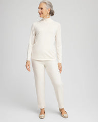 Chico's Matelassé Slim Tapered Ankle Pants ENGLISH CREAM