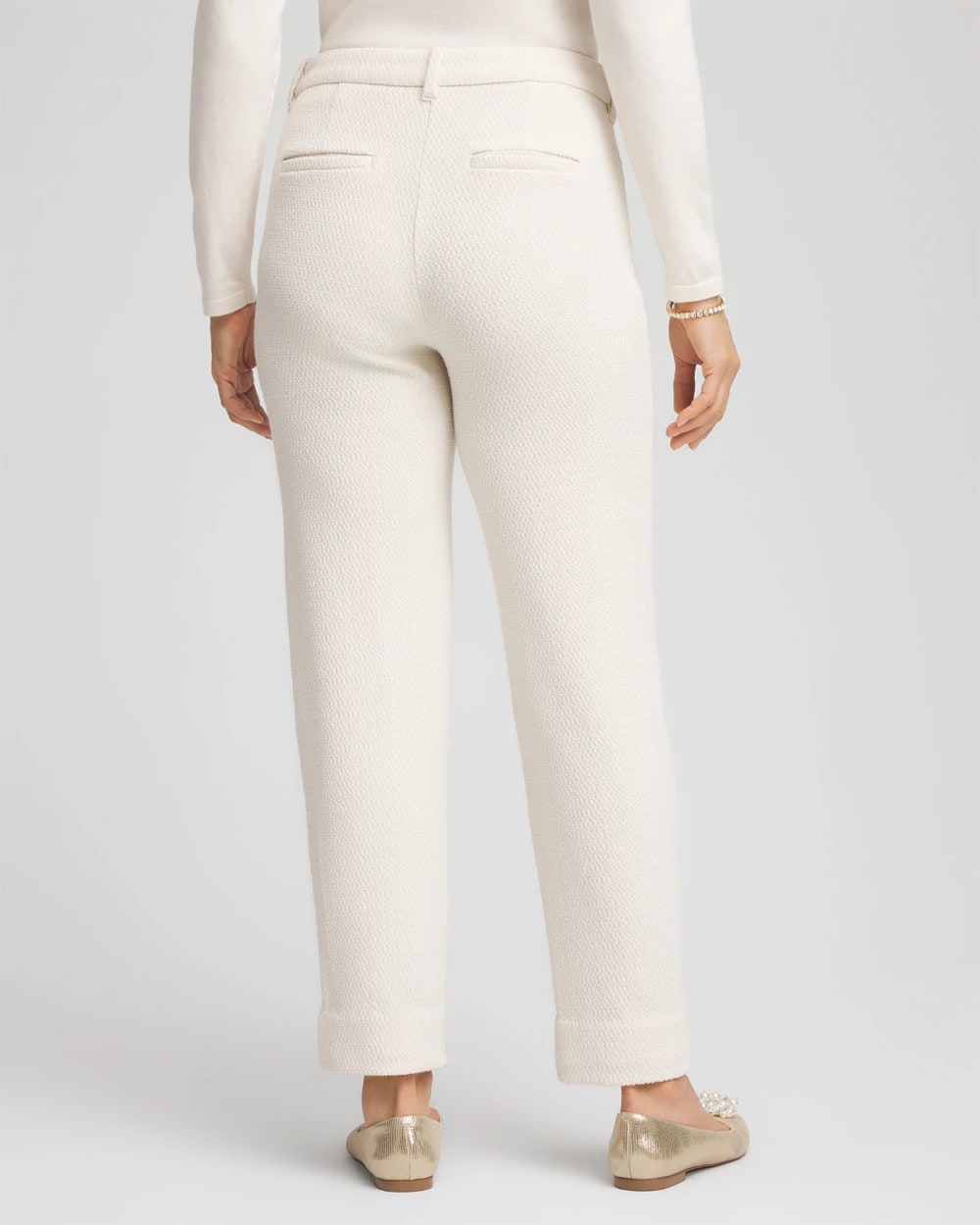 Chico's Matelassé Slim Tapered Ankle Pants ENGLISH CREAM
