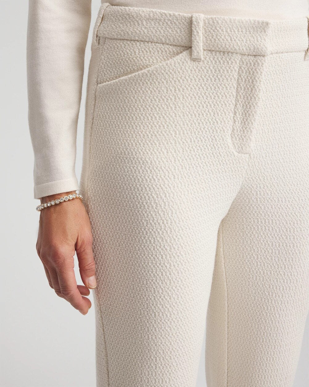 Chico's Matelassé Slim Tapered Ankle Pants ENGLISH CREAM
