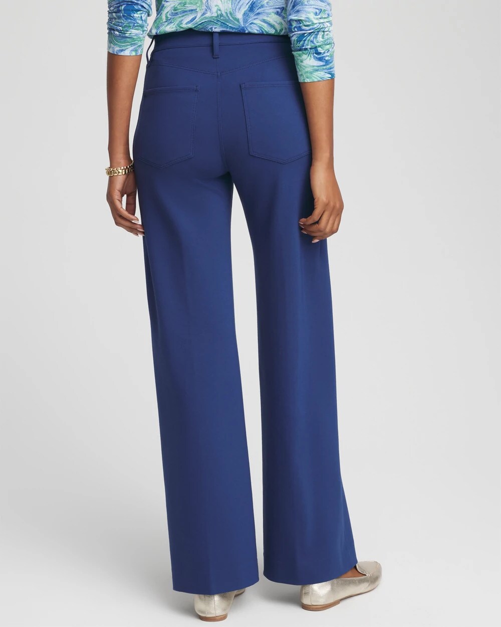 Chico's Five-Pocket Wide-Leg Ponte Pants DUSKY BLUE