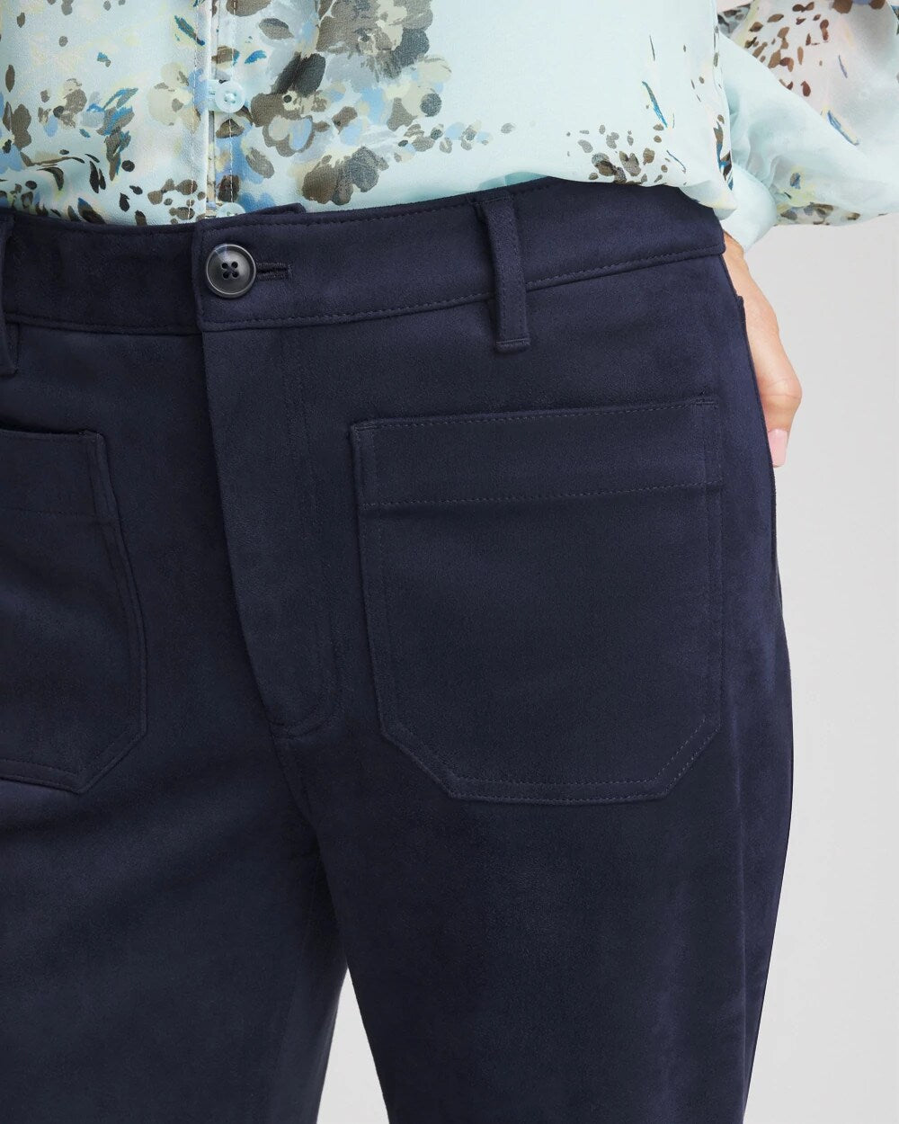 Chico's Faux Suede Bootcut Ankle Pants PASSPORT BLUE