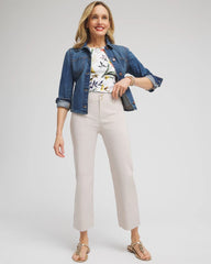 Chico's Trapunto Straight Leg Cropped Pants SMOKEY TAUPE