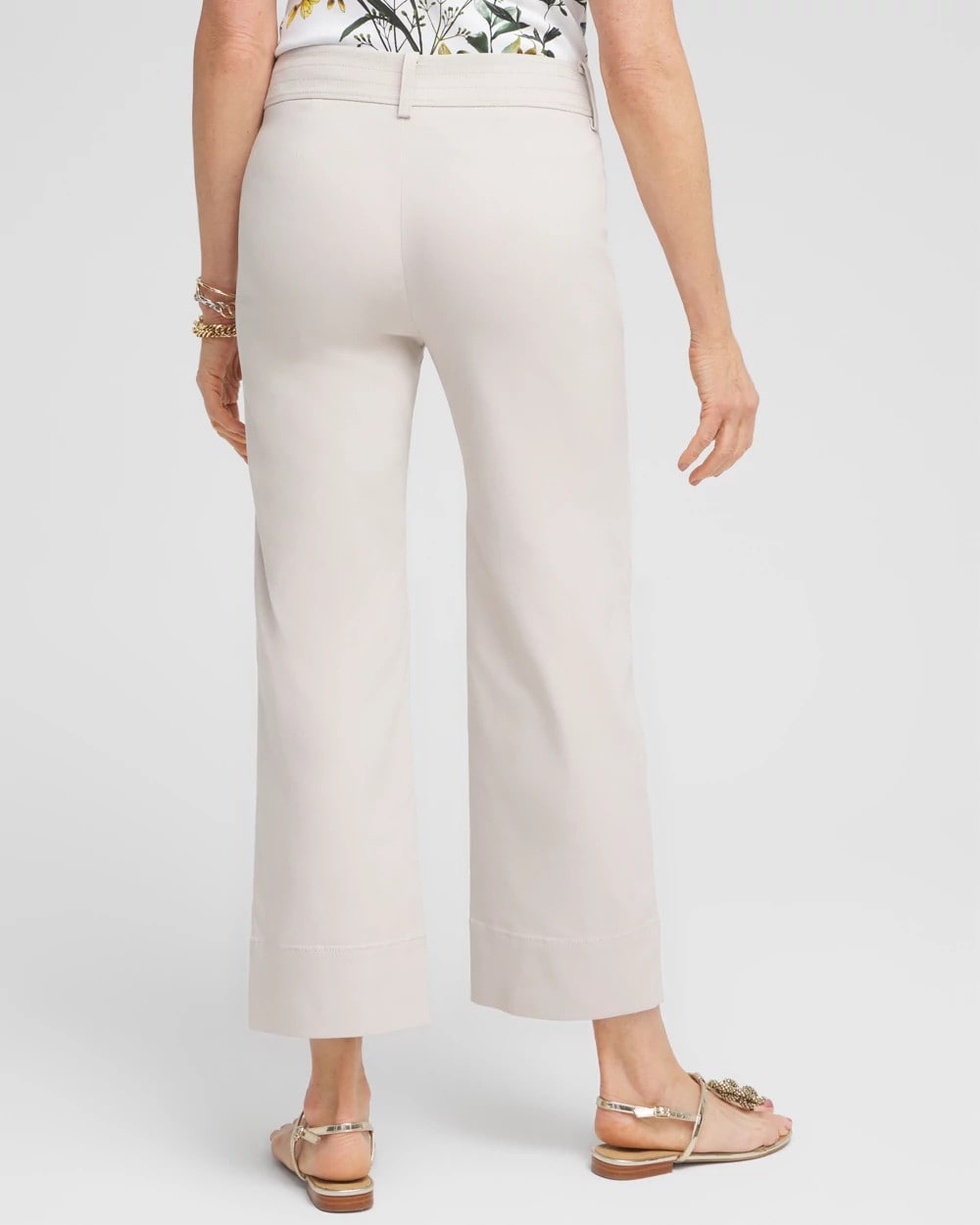 Chico's Trapunto Straight Leg Cropped Pants SMOKEY TAUPE