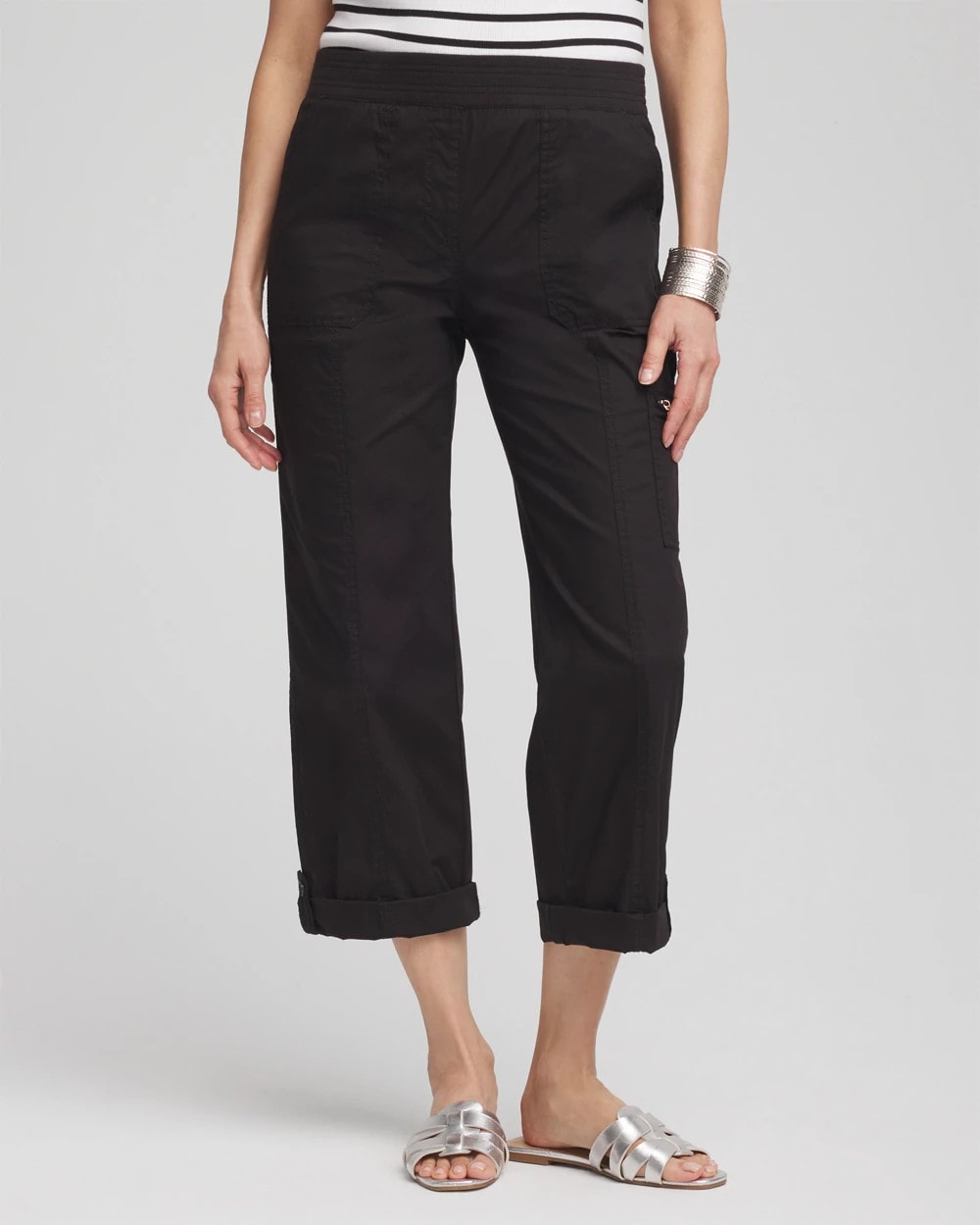 Chico's Poplin Cropped Pants BLACK