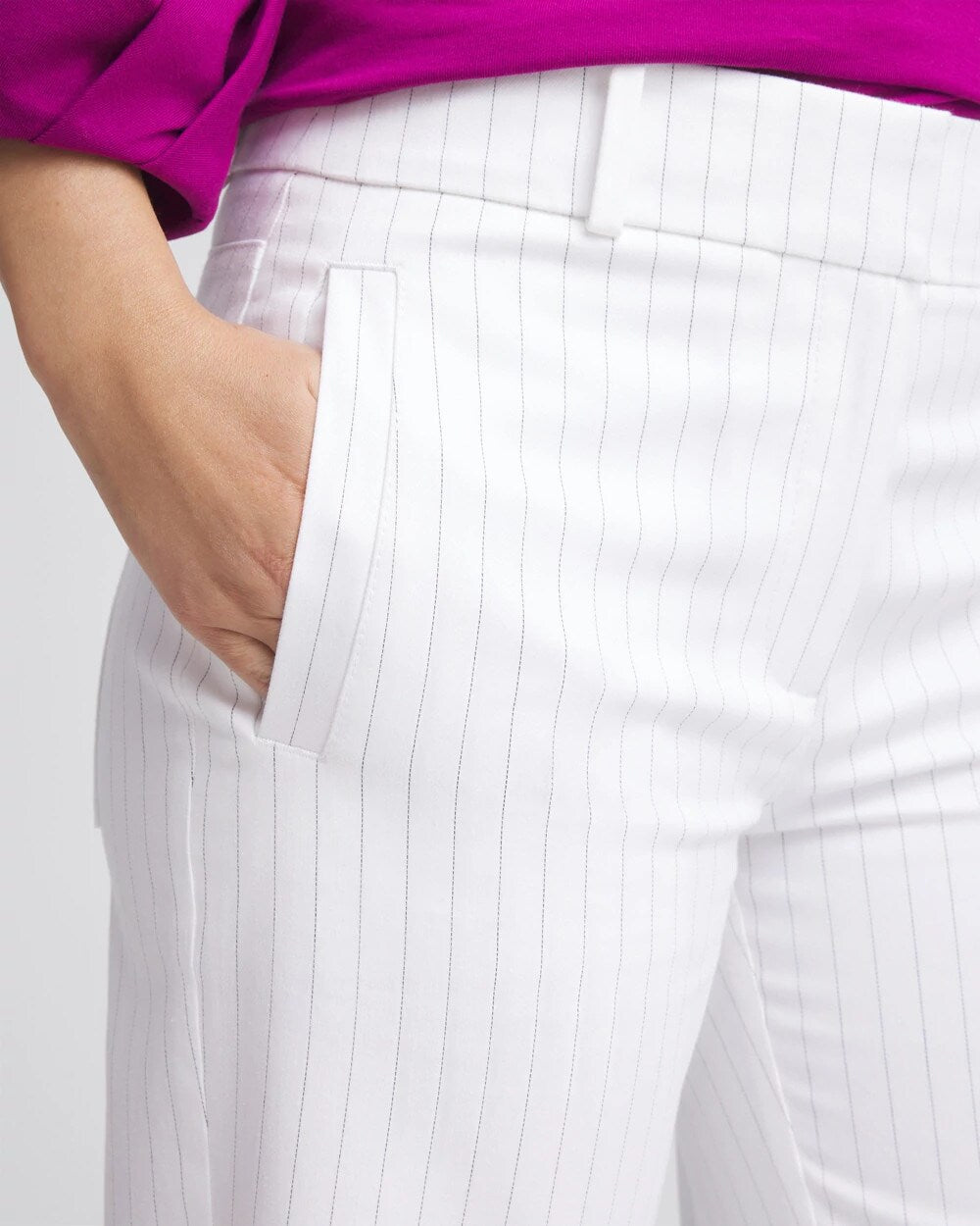 Chico's Striped Straight-Leg Cropped Pants ALABASTER