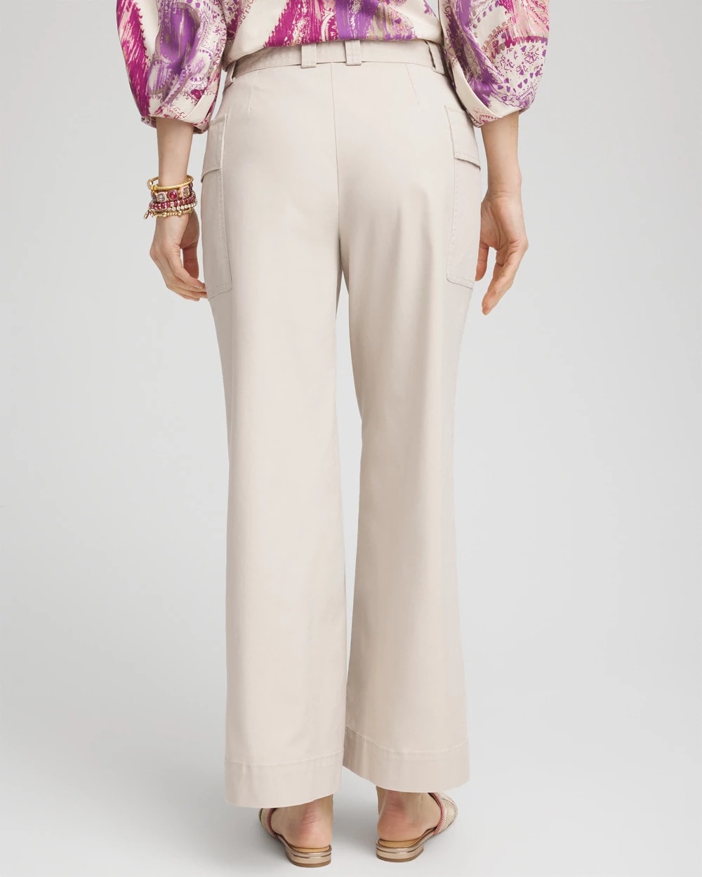 Chico's Belted Twill Utility Cropped Pants SMOKEY TAUPE