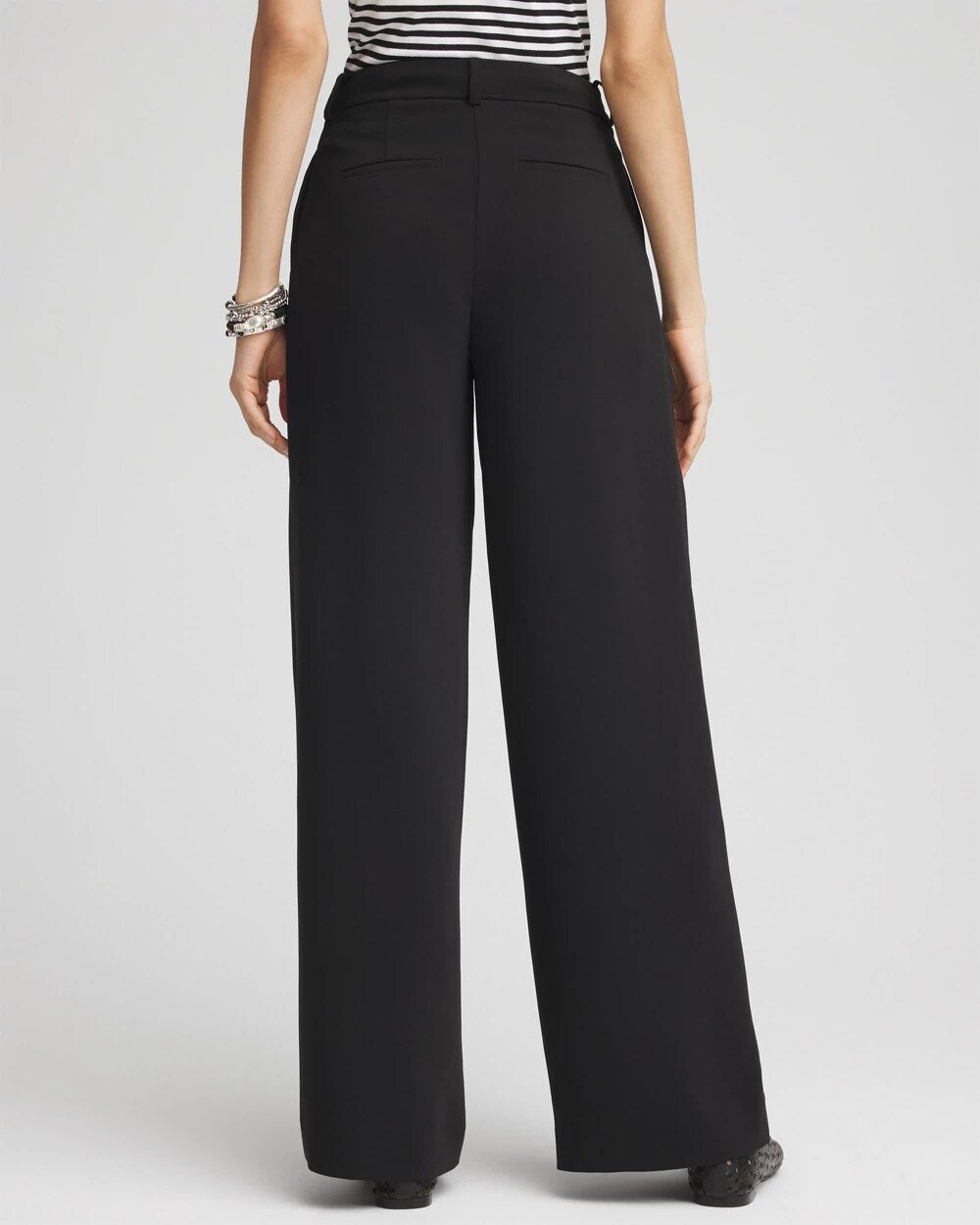 Chico's Crepe Pleated Relaxed Pants BLACK
