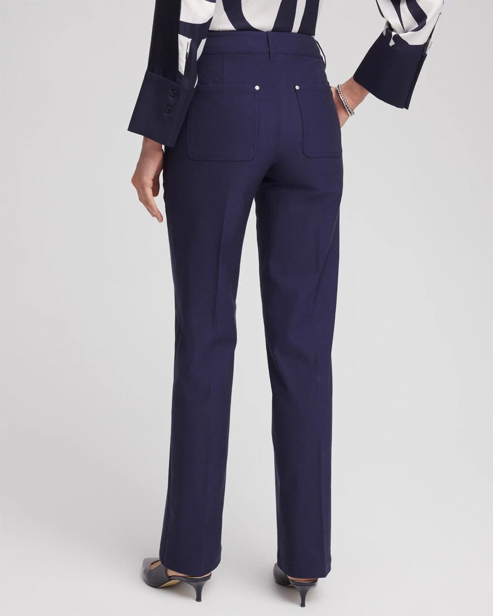 Chico's Cotton Straight-Leg Trousers PASSPORT BLUE