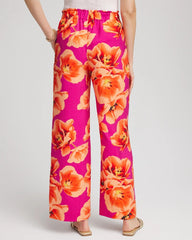 Chico's Tropical Smocked Pull-On Pants CRUSHED BERRIES