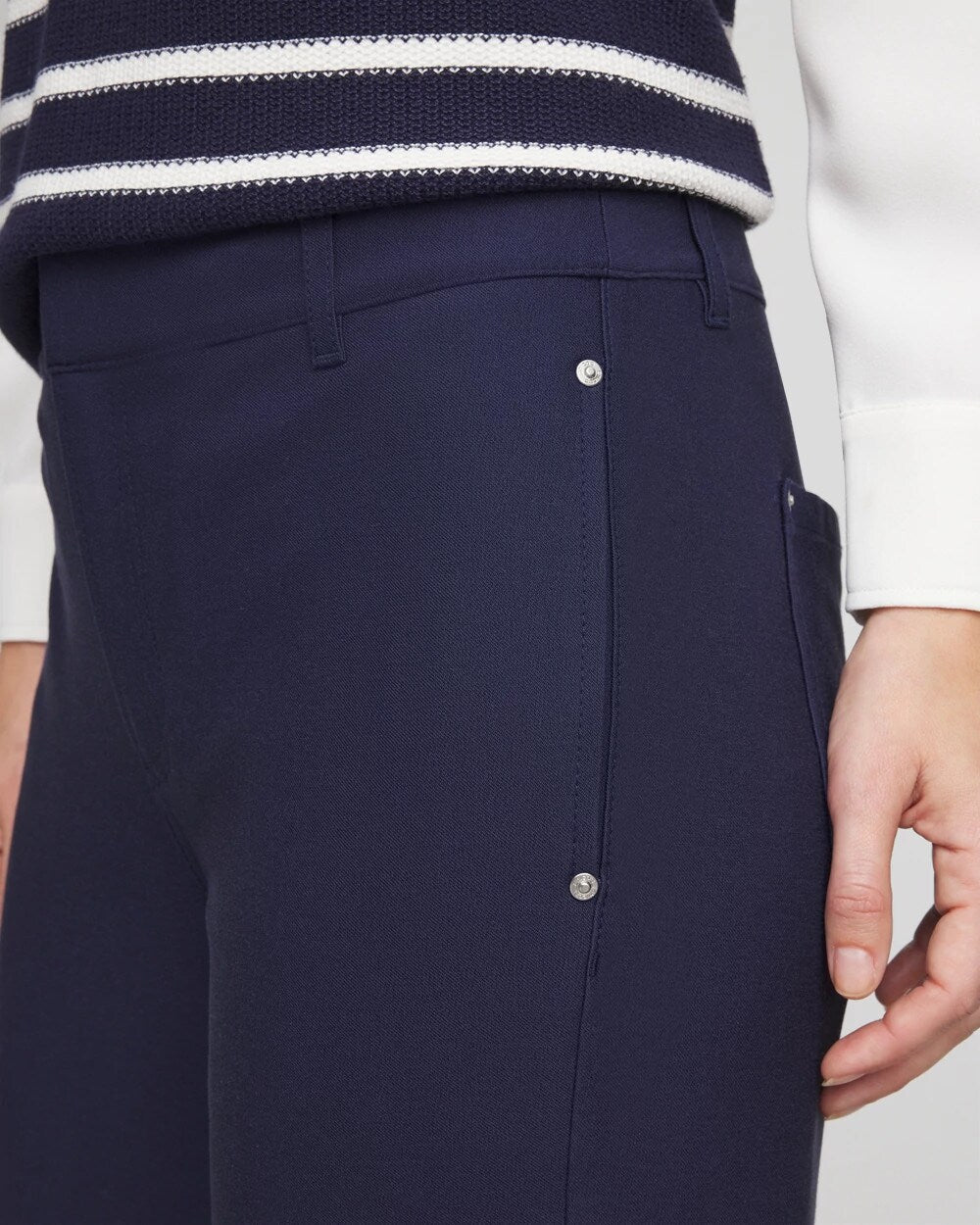 Chico's Cotton Straight Ankle Trousers PASSPORT BLUE