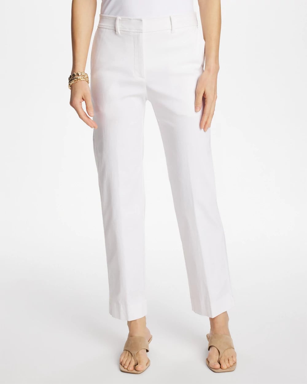 Chico's Emme Fly Front Straight Crop ALABASTER