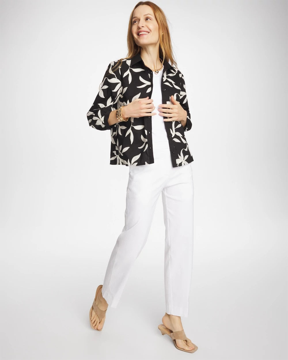 Chico's Emme Fly Front Straight Crop ALABASTER