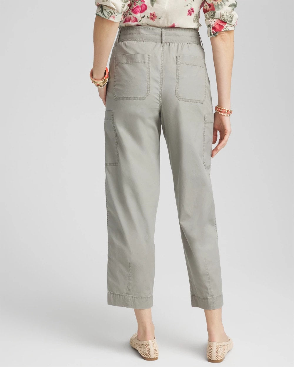 Chico's Poplin Pull-On Tapered-Leg Cropped Pants MISTY SAGE