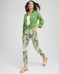 Chico's Brigitte™ Slim Ankle Palm-Print Pants ECRU