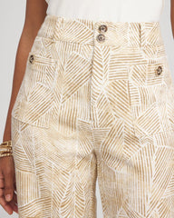 Chico's Printed Cropped Straight-Leg Pants ECRU