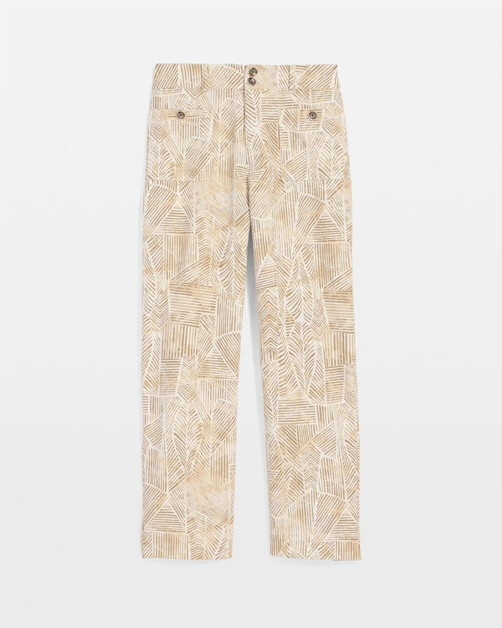 Chico's Printed Cropped Straight-Leg Pants ECRU