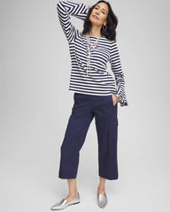 Chico's Cargo Straight Leg Cropped Pants PASSPORT BLUE