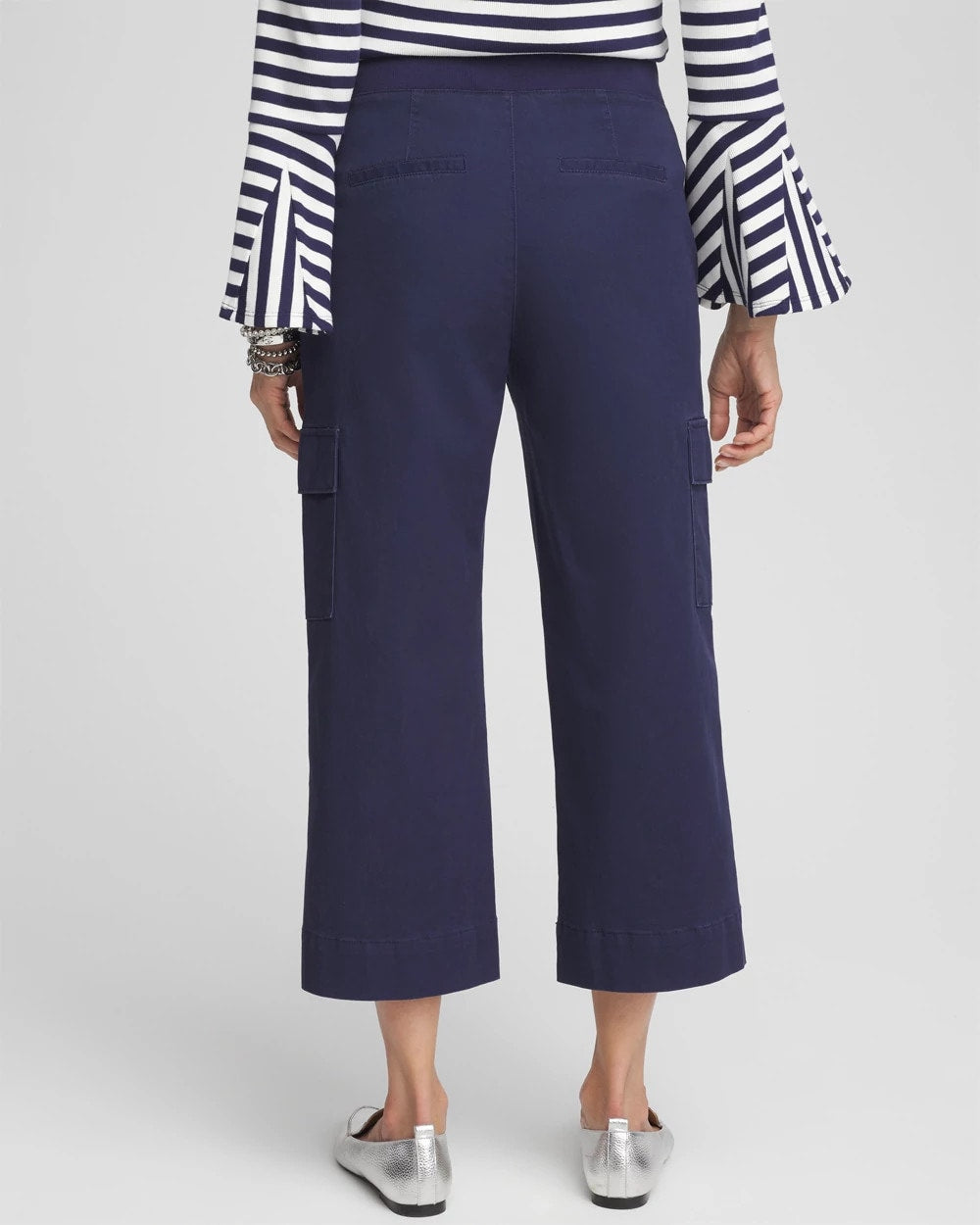 Chico's Cargo Straight Leg Cropped Pants PASSPORT BLUE