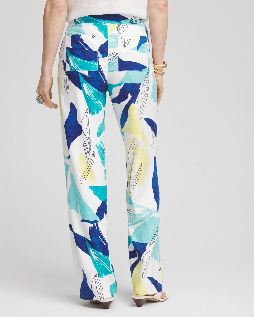 Chico's Tropical Linen Stretch Relaxed Pants ALABASTER
