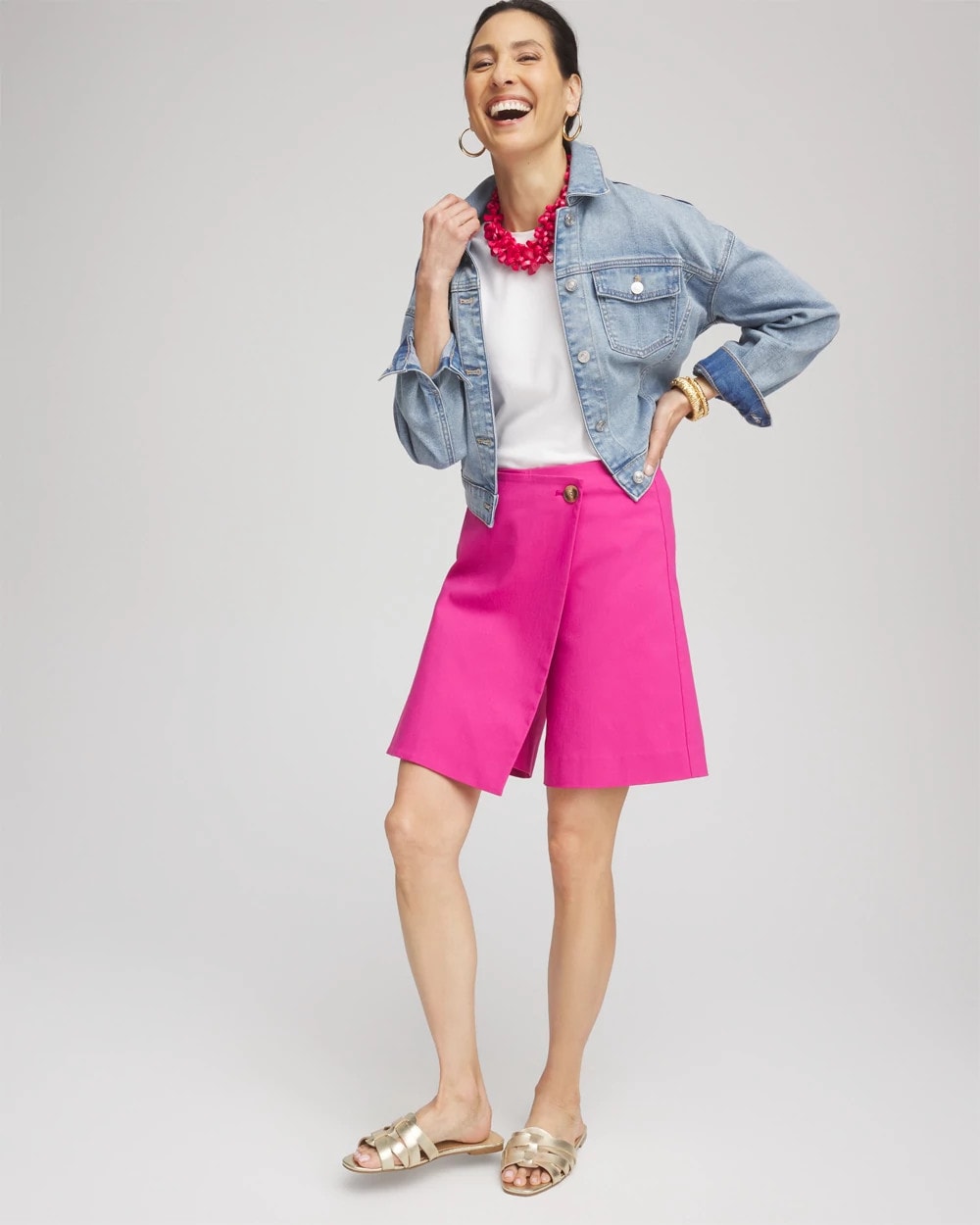 Chico's Brigitte™ Pull-On Asymmetrical Wrap Skort CRUSHED BERRIES