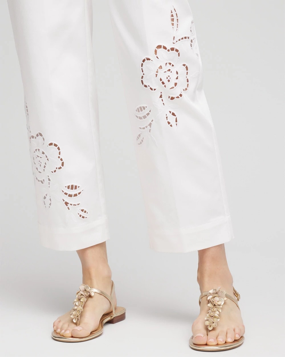 Chico's Sateen Cutout Cropped Pants ALABASTER